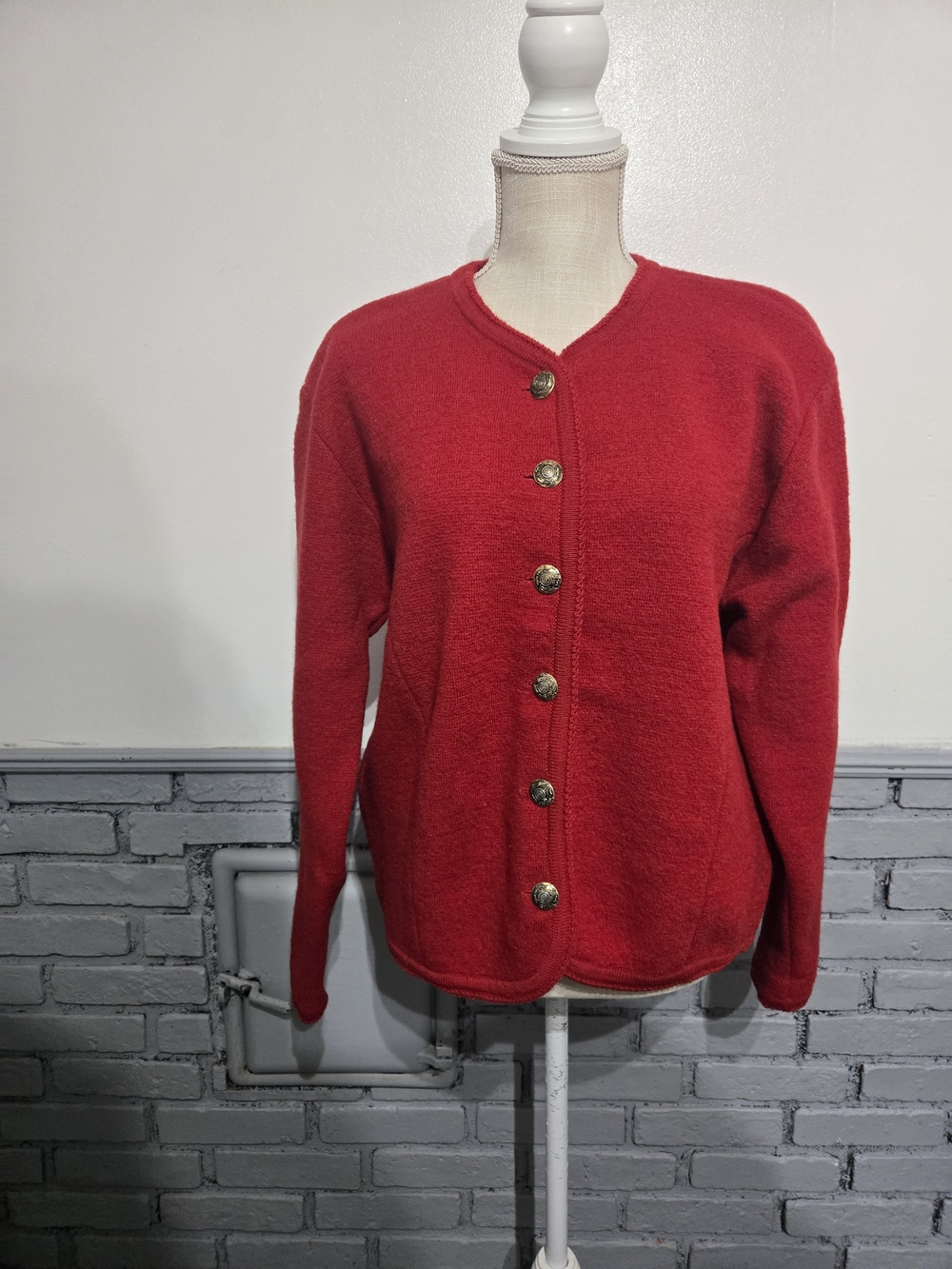 Alexandra Bartlett Crimson Button Cardigan